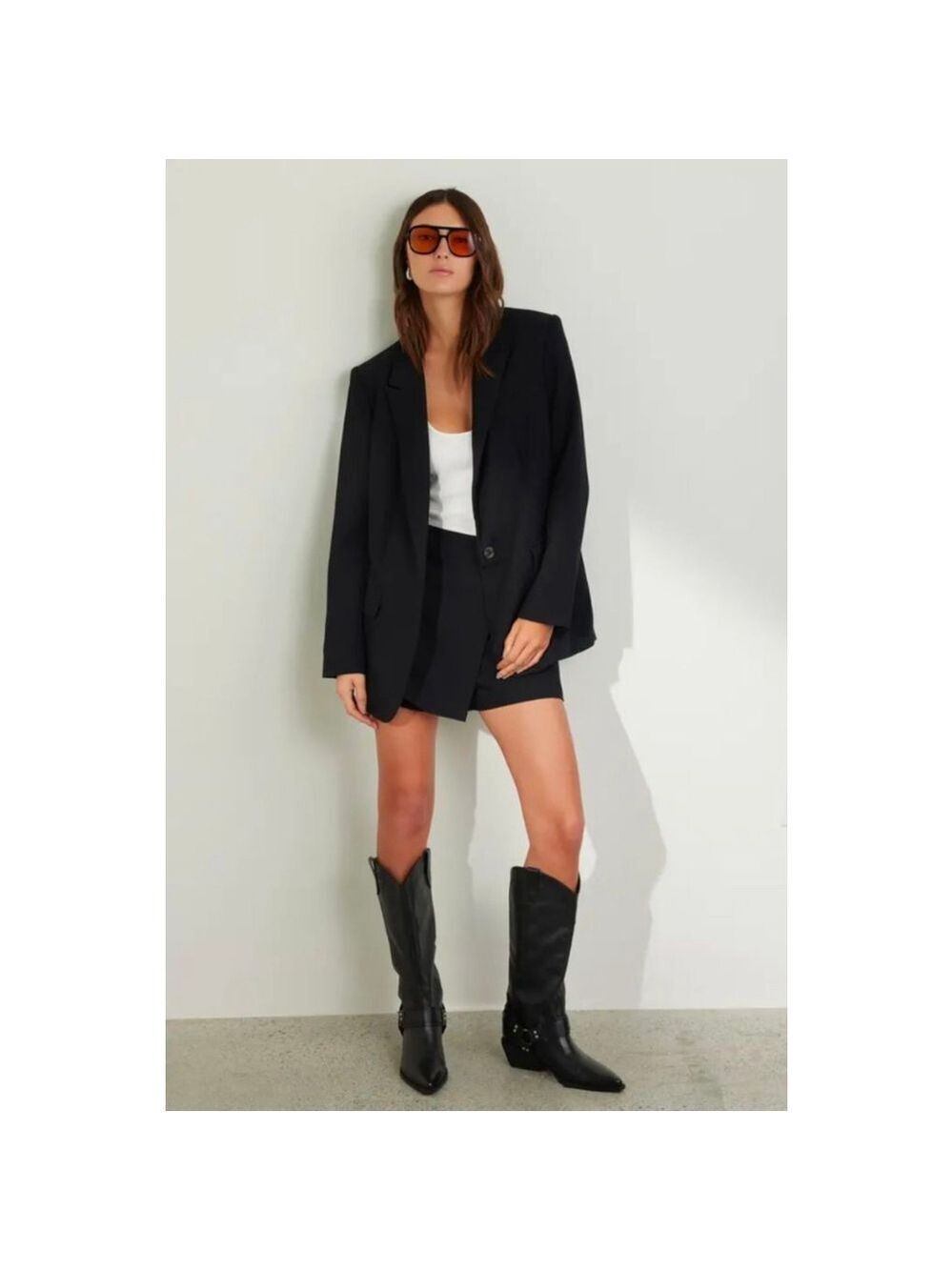 Open Edit Black Blazer Womens Size Medium Rayon Lined Single Button NWOT